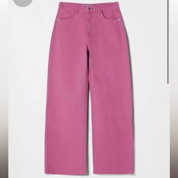Bershka Denim - Bershka Hot Pink Barbie Core High Rise Wide Leg Jeans